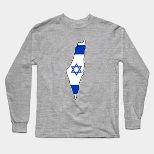 Map of Israel with Flag Inside! Long Sleeve T-Shirt